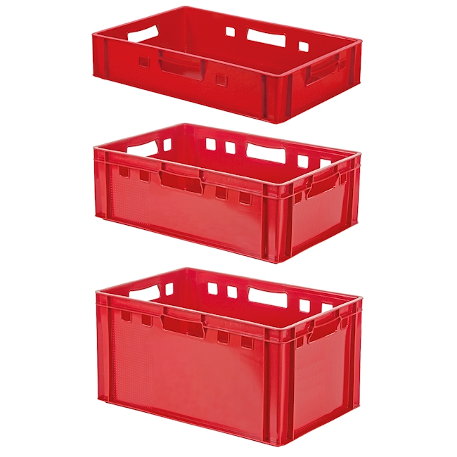 E1 Behälter 600x400x125mm rot, PE-HD